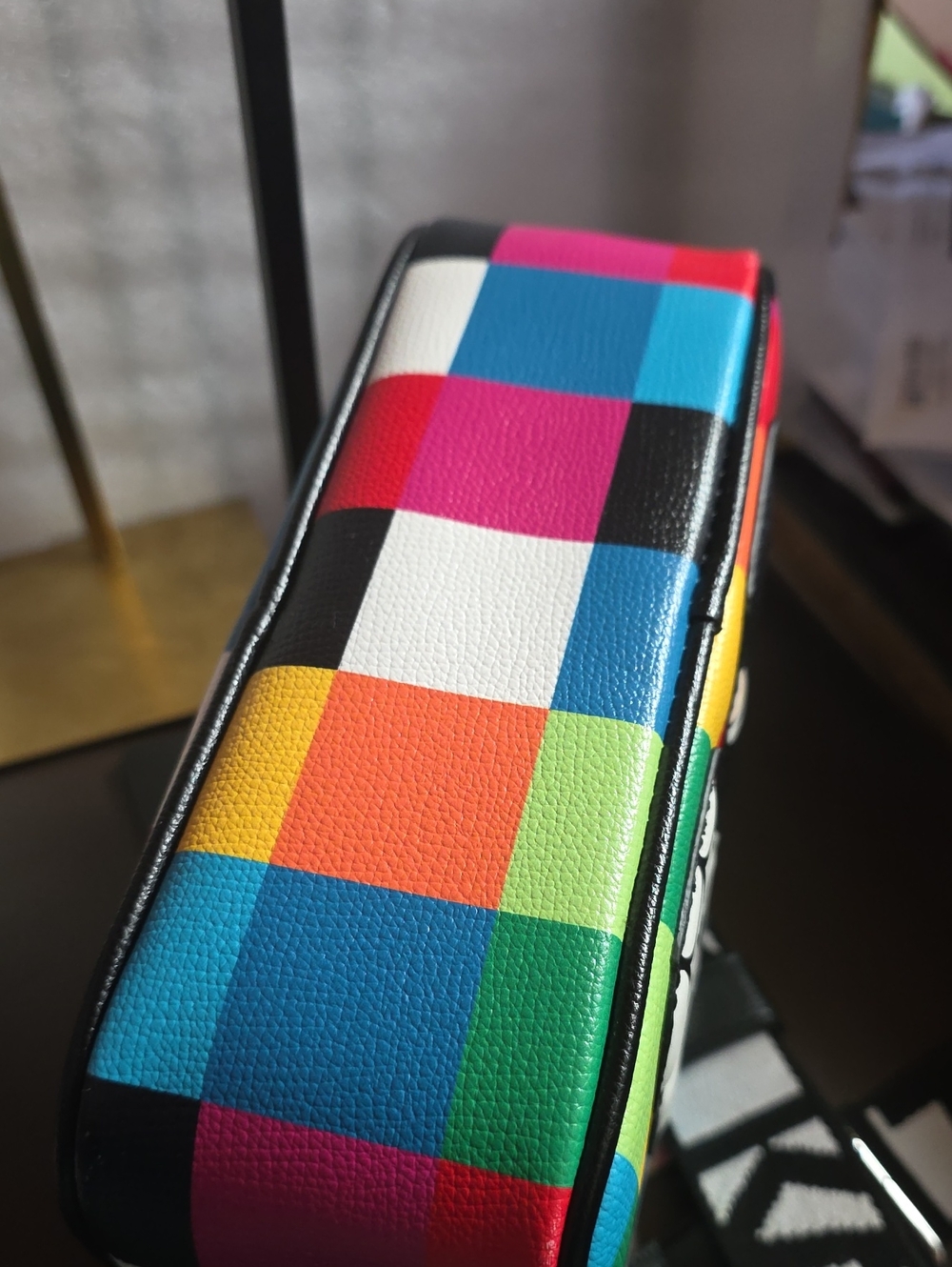 Karl Lagerfeld Multicolor Checkered Camera Crossbody Euc - Picture 9 of 13